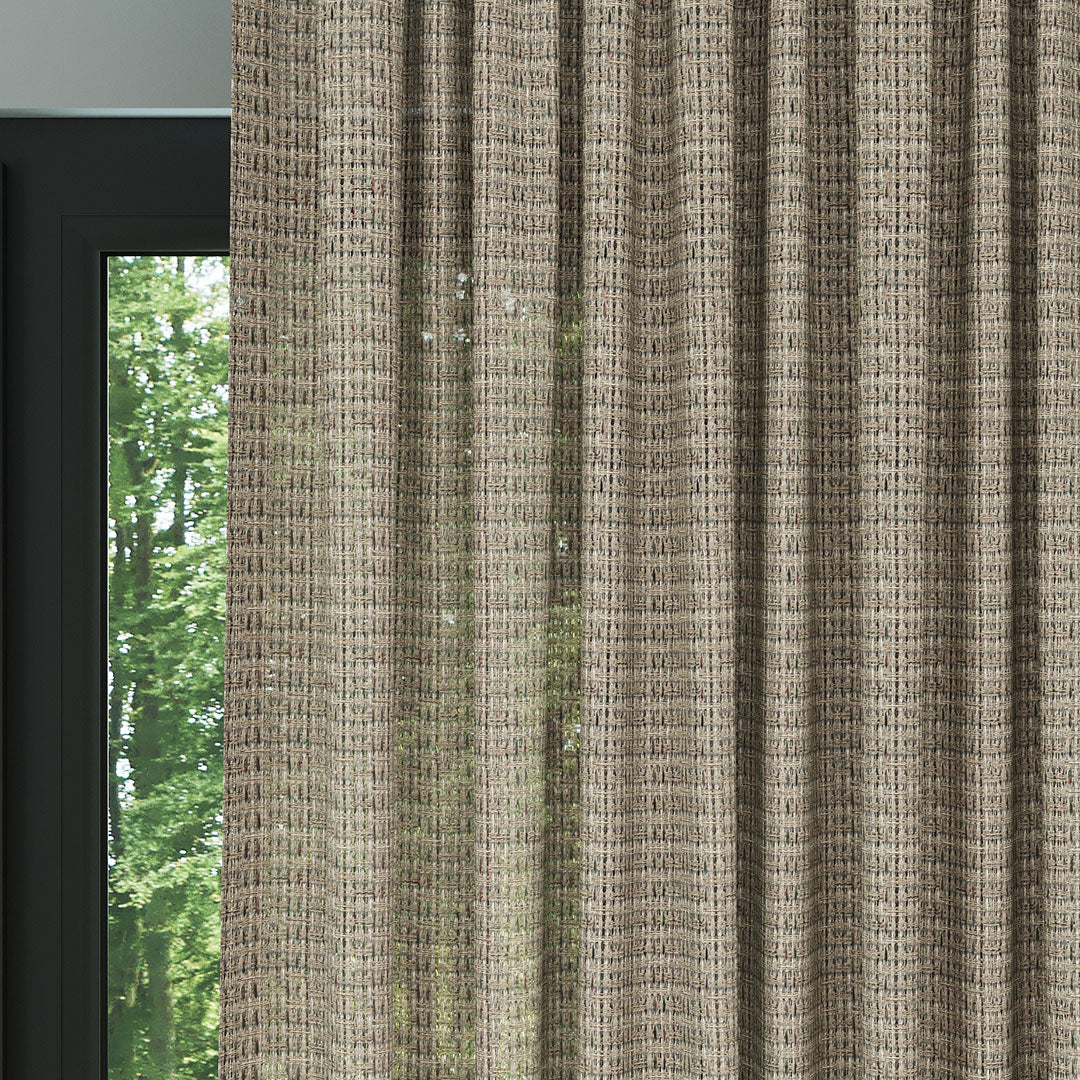 Bej Simli Modern Kalın Hasır Dekoratif Dosya Düz Tül Perde |Traverse