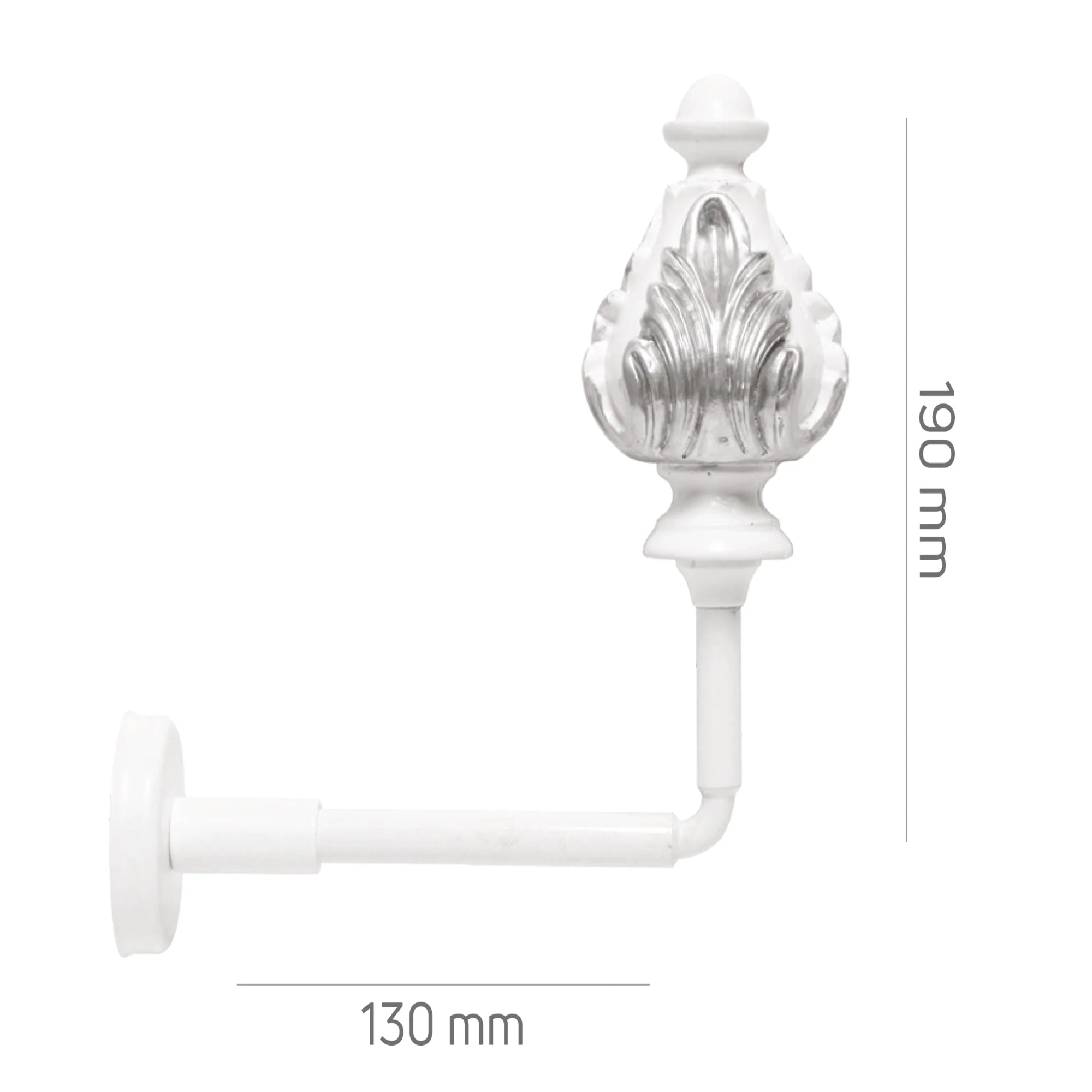 Perde Tutucu Renso - Beyaz Gümüş Eskitme Metal - Nilüfer