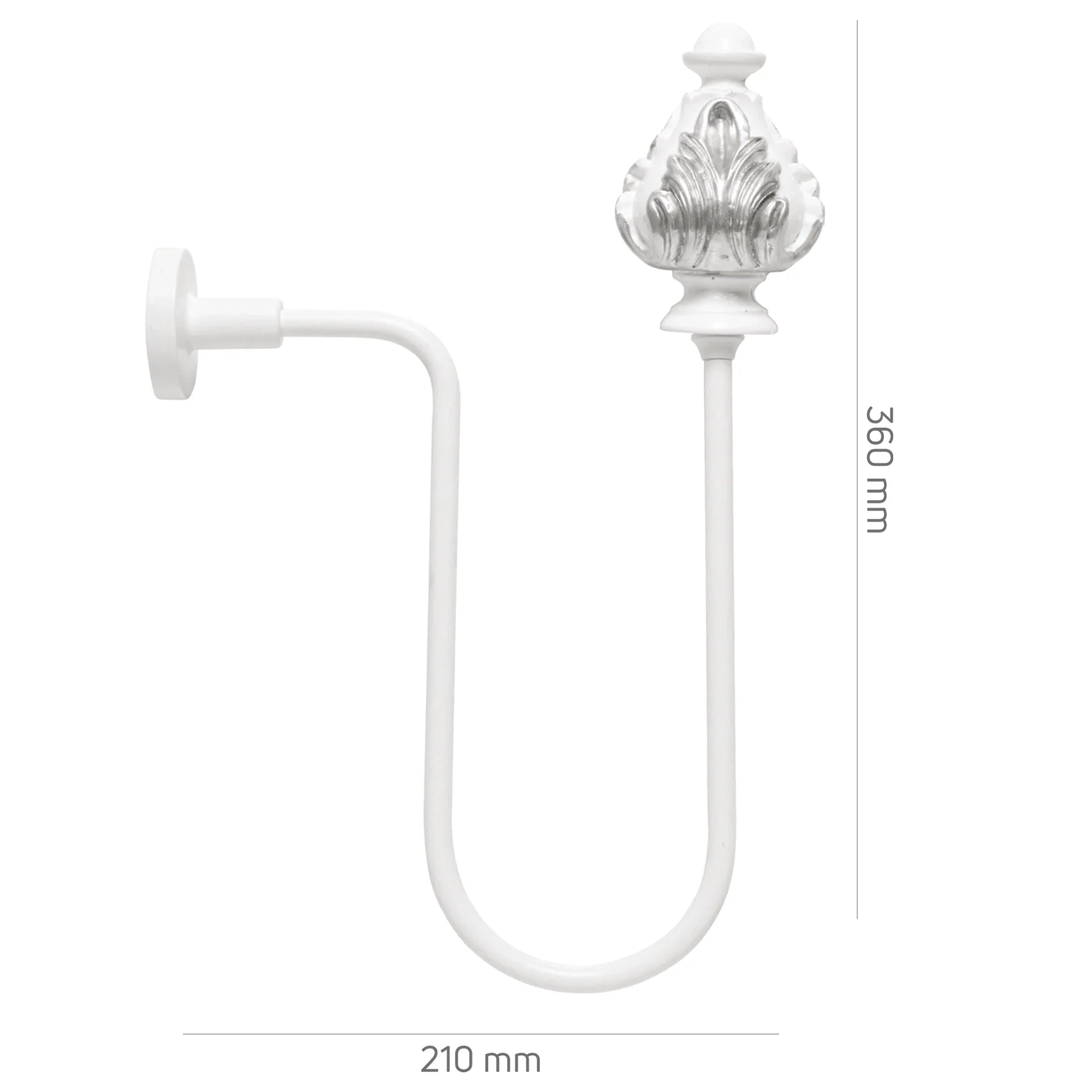 Perde Tutucu Renso Kol Bağı - Beyaz Antrasit Eskitme Metal - Nilüfer