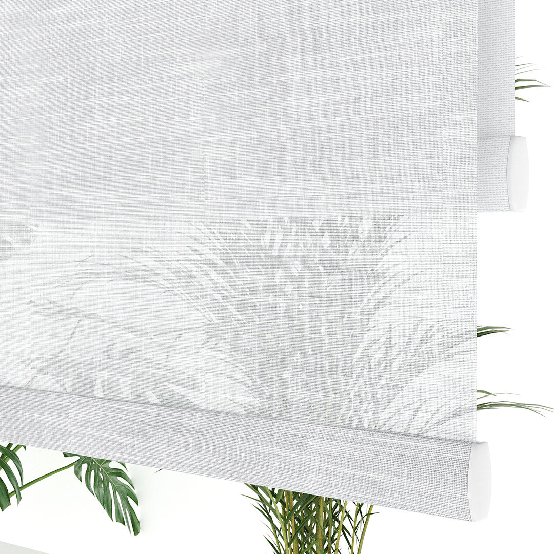 Beyaz Desenli Çiftli Stor Perde | Dauphine