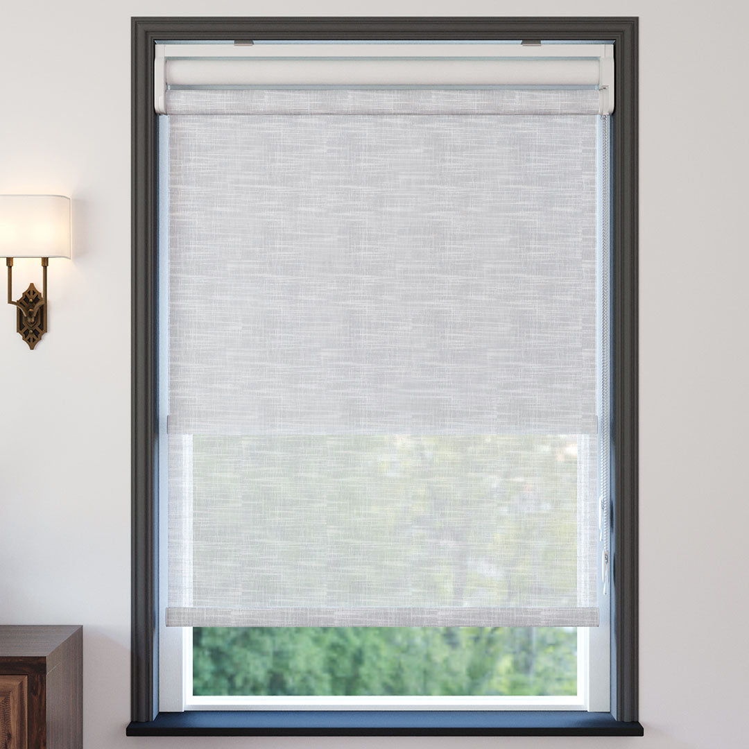 Beyaz Desenli Çiftli Stor Perde | Dauphine