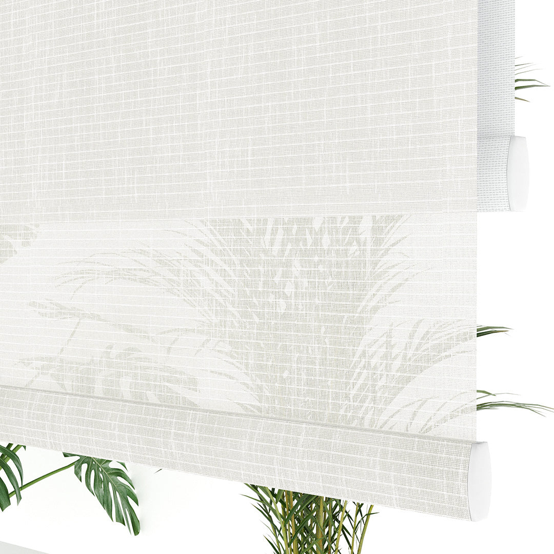 Beyaz Desenli Çiftli Stor Perde | Estella