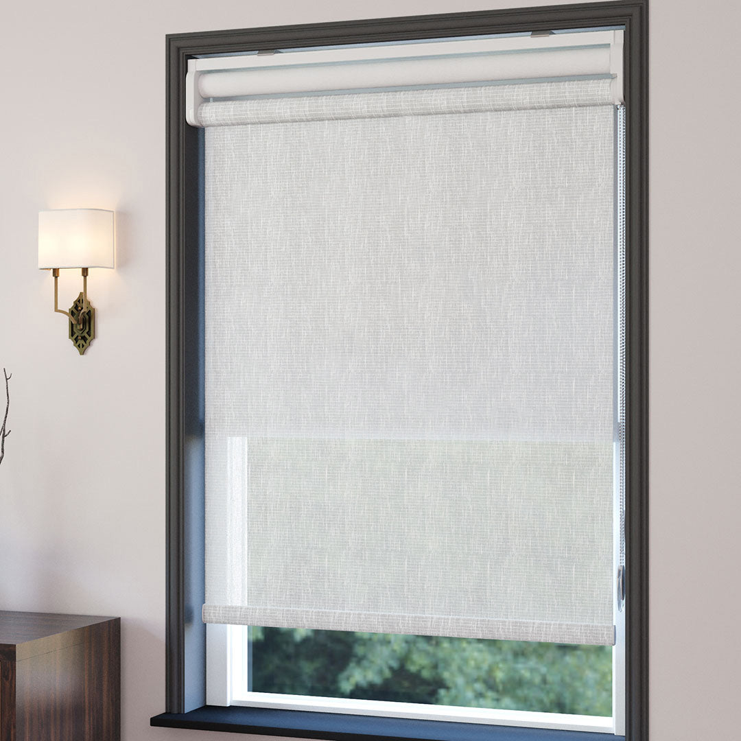 Beyaz Desenli Çiftli Stor Perde | Estella