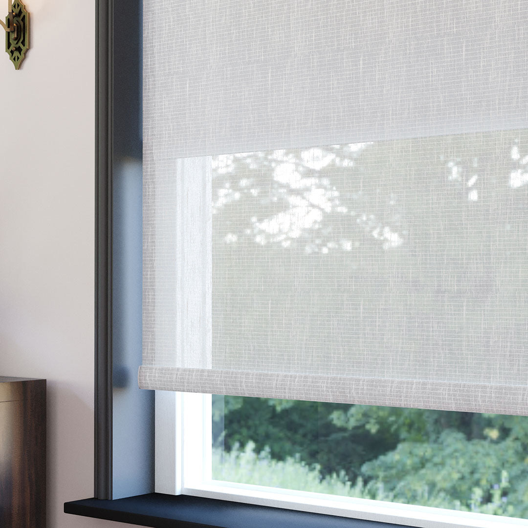 Beyaz Desenli Çiftli Stor Perde | Estella