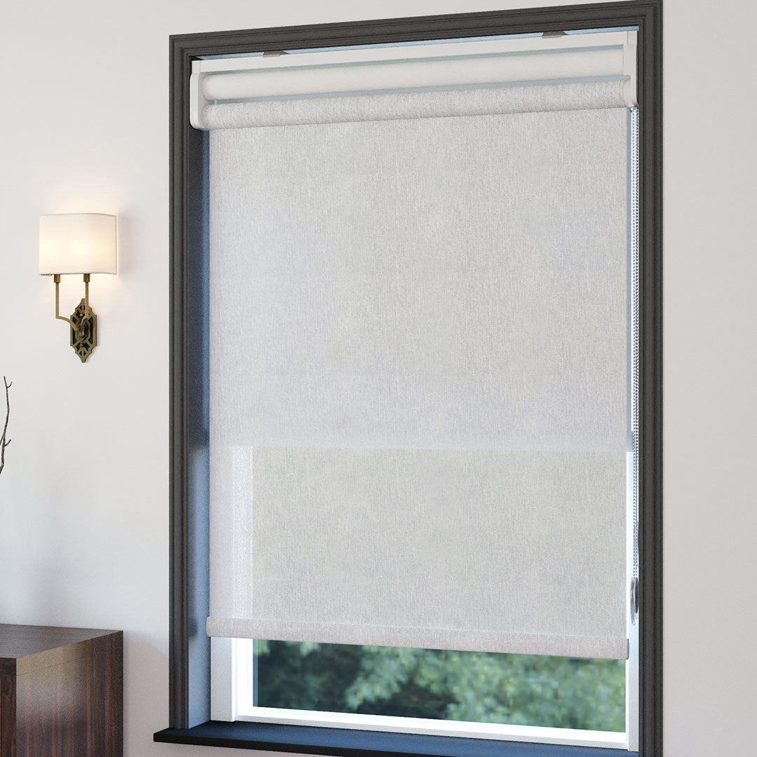 Beyaz Düz Çiftli stor Perde | Nevis