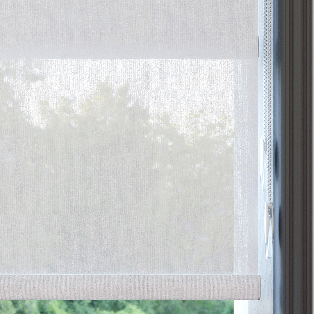 Beyaz Düz Çiftli stor Perde | Nevis