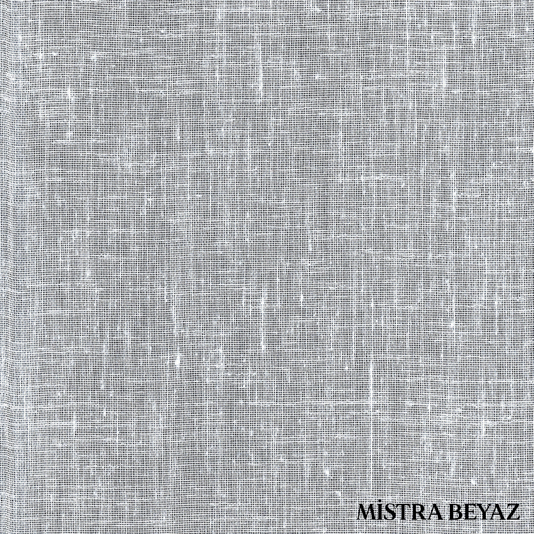 Beyaz Katlamalı Keten Düz Tül Perde | Mistra