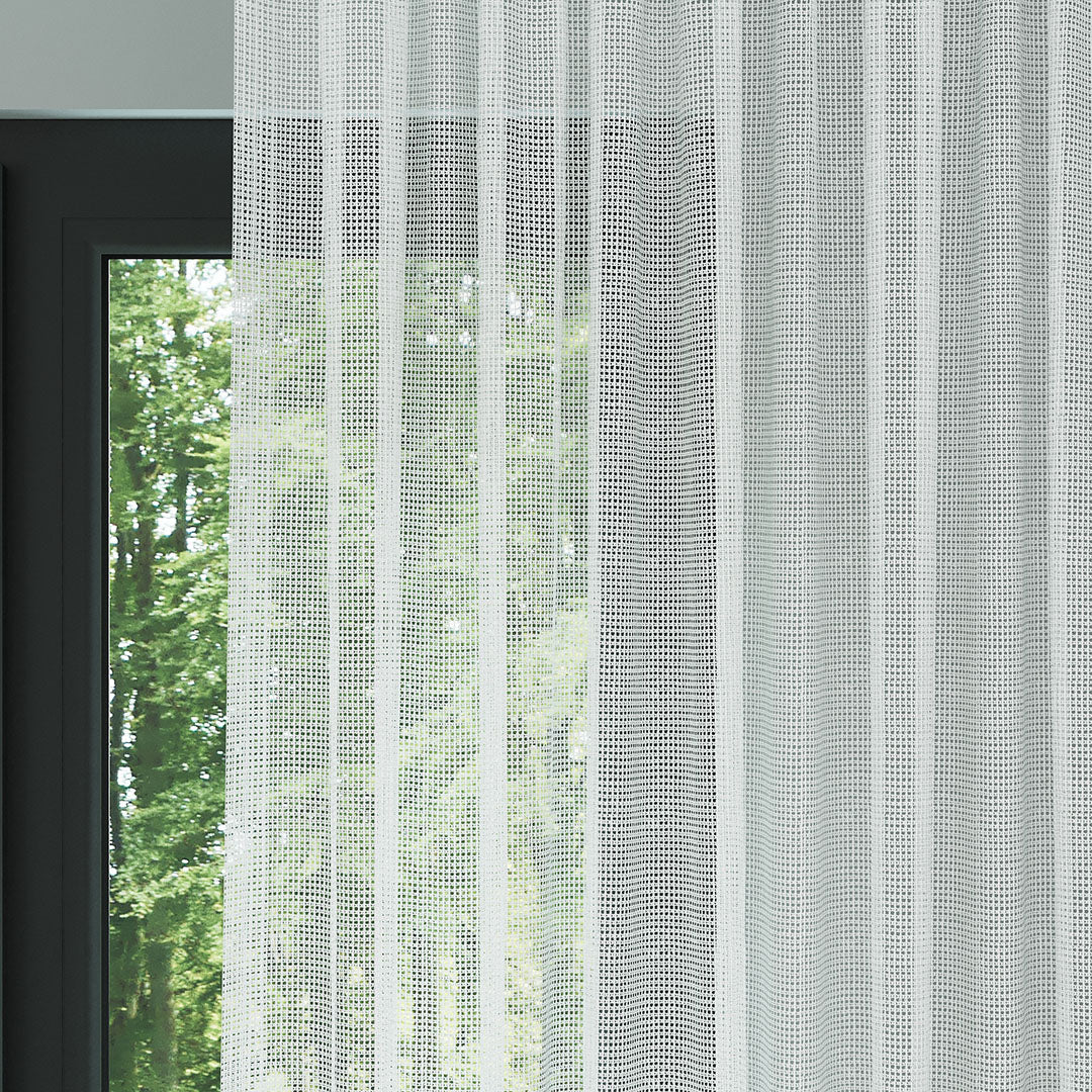 Beyaz Örme Dosya Kare Zemin Düz Tül Perde | Inessa