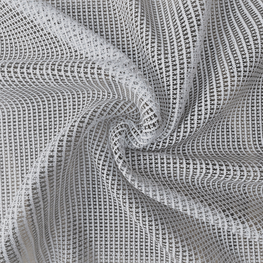 Beyaz Örme Dosya Kare Zemin Düz Tül Perde | Inessa