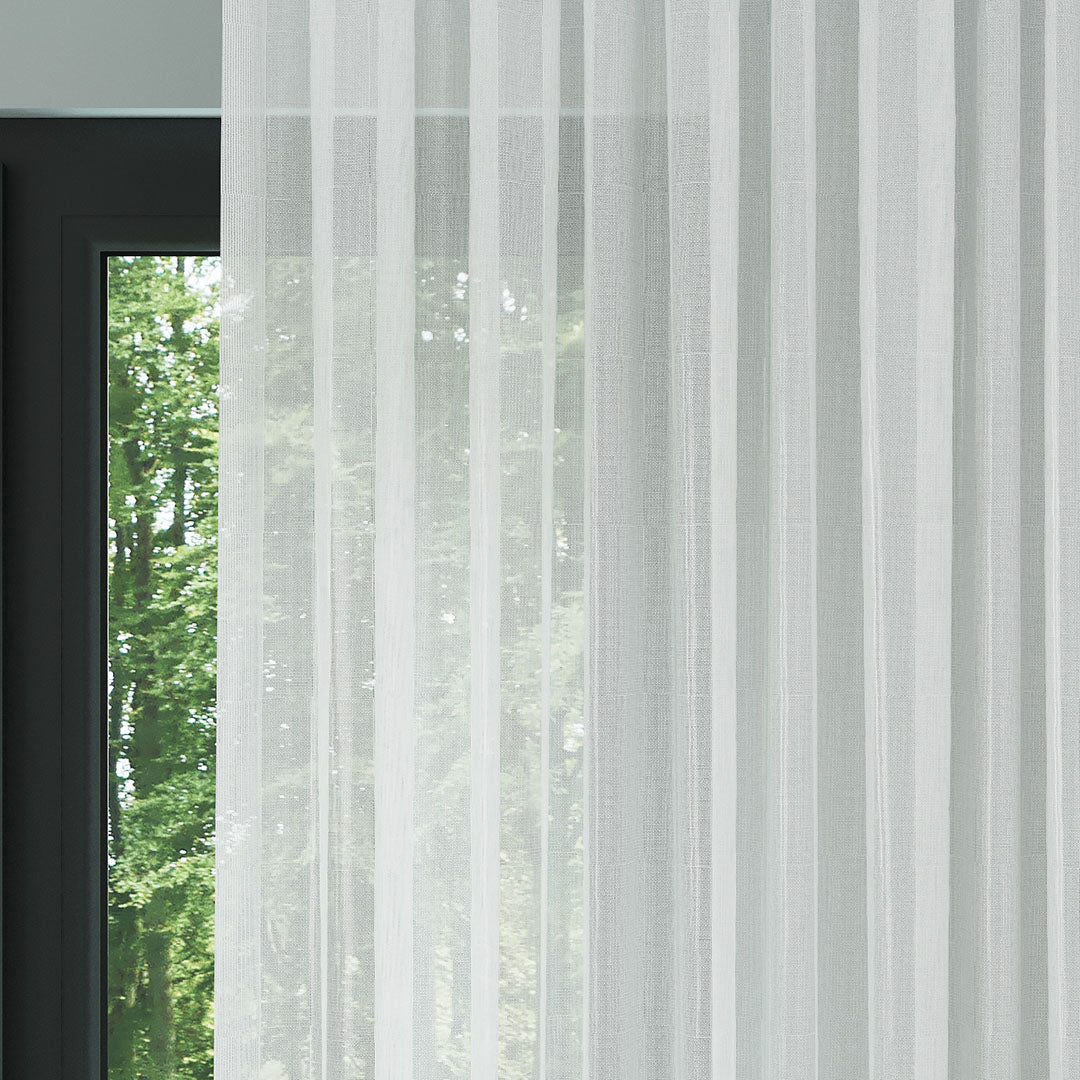 Beyaz Parlak Petek Desenli Düz Tül perde | Della