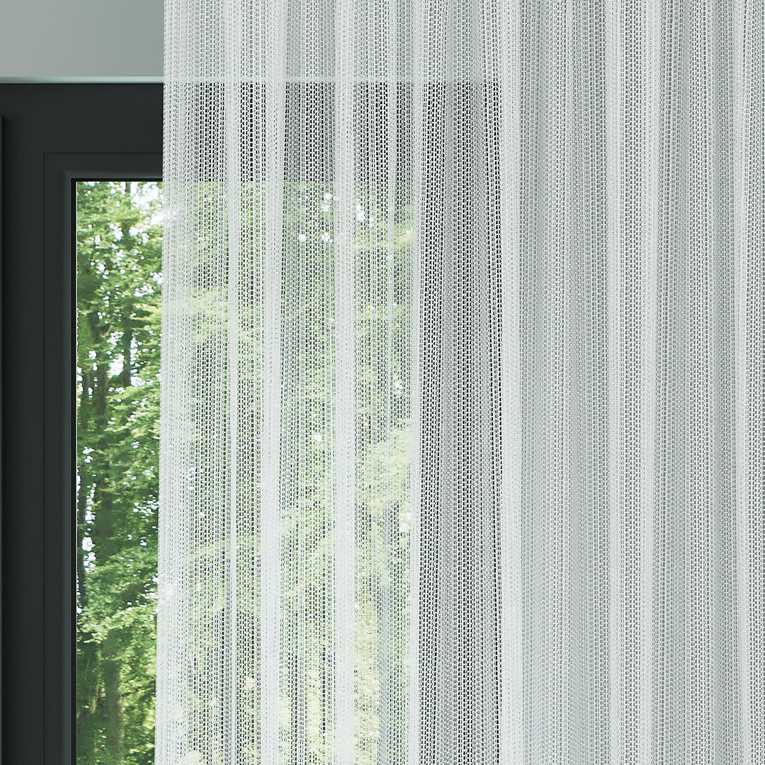 Beyaz Trend Kare Dosya Örme Düz Tül Perde | Alacakaranlık