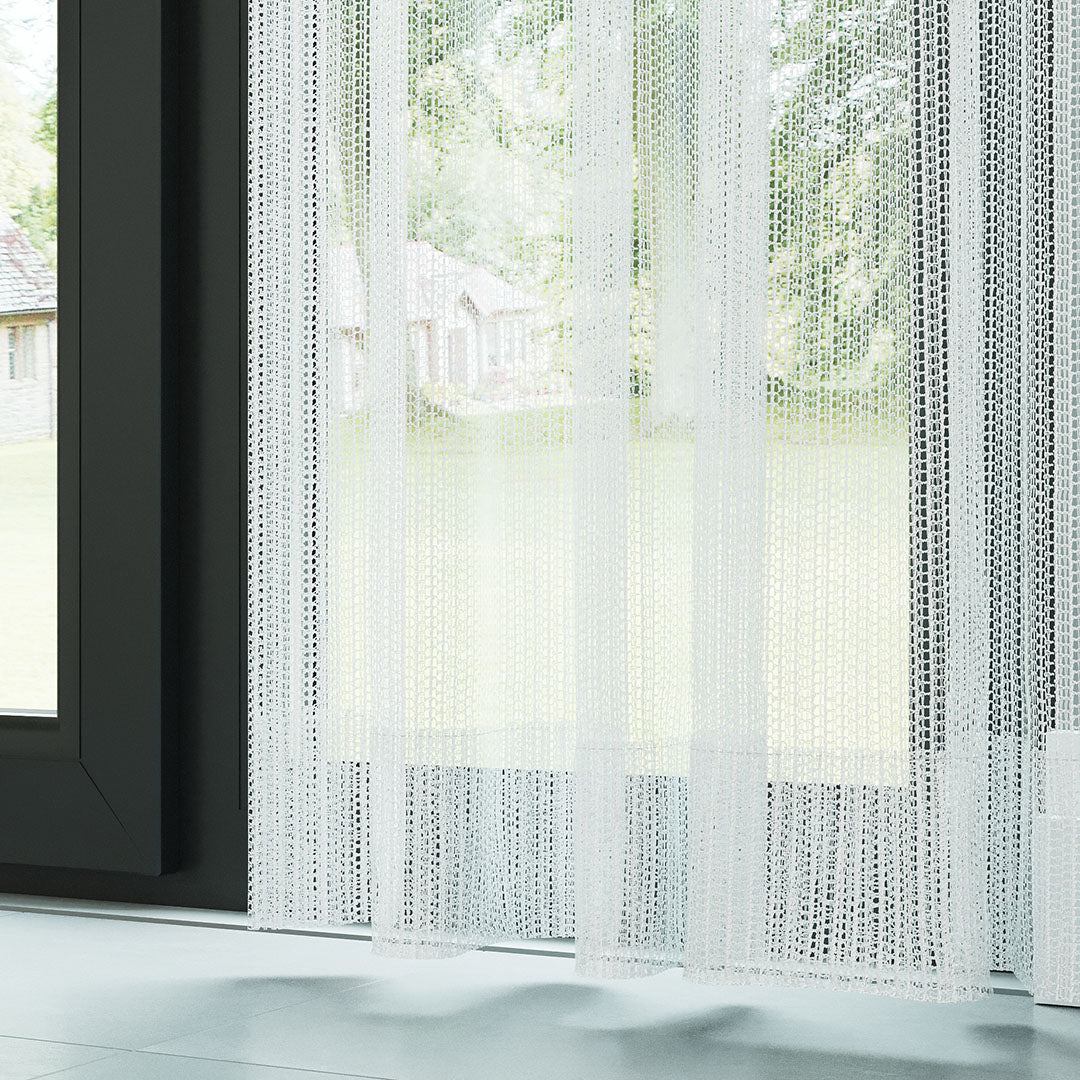 Beyaz Trend Kare Dosya Örme Düz Tül Perde | Alacakaranlık