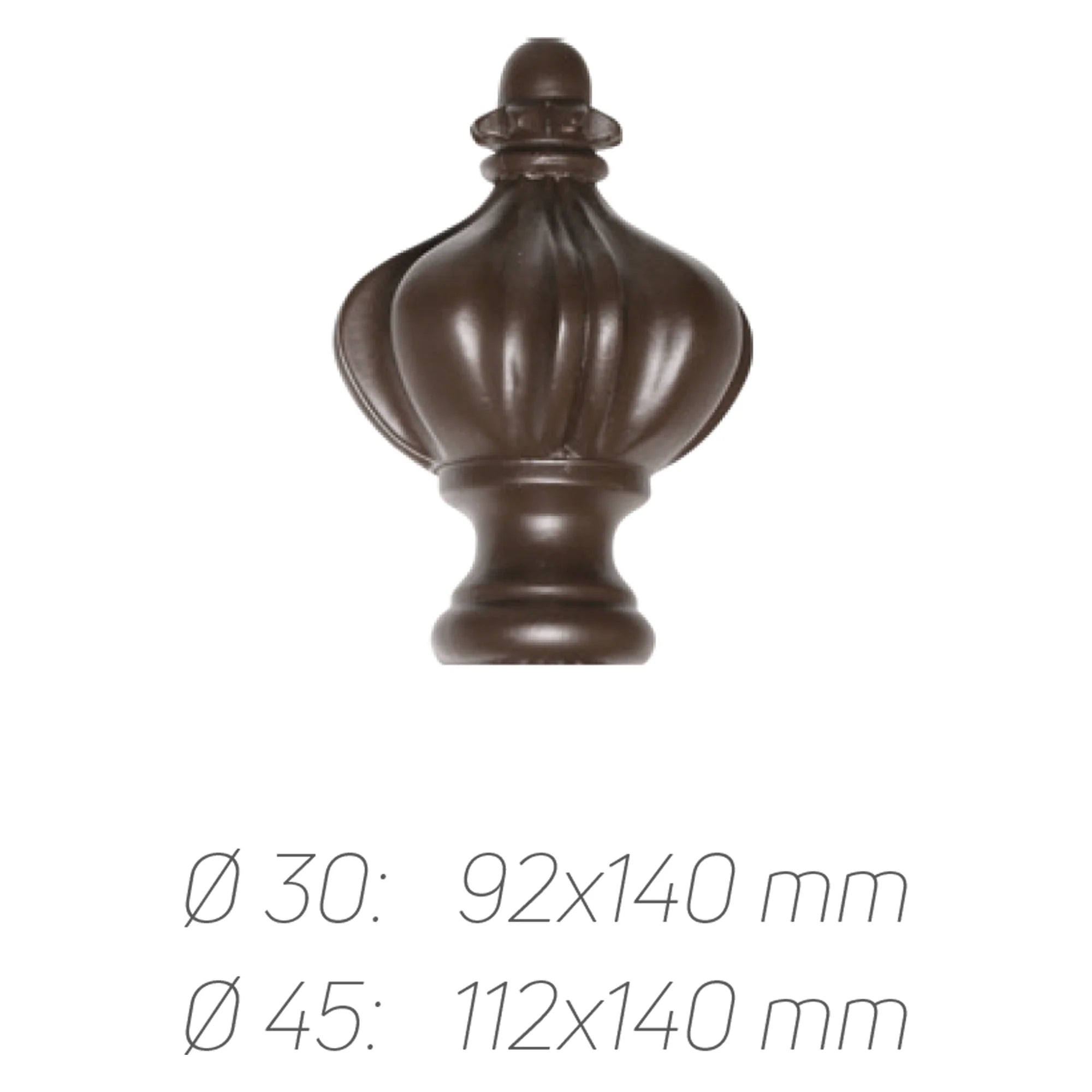 Rustik Perde Borusu 30 mm - Kahverengi Eskitme Metal - Taç