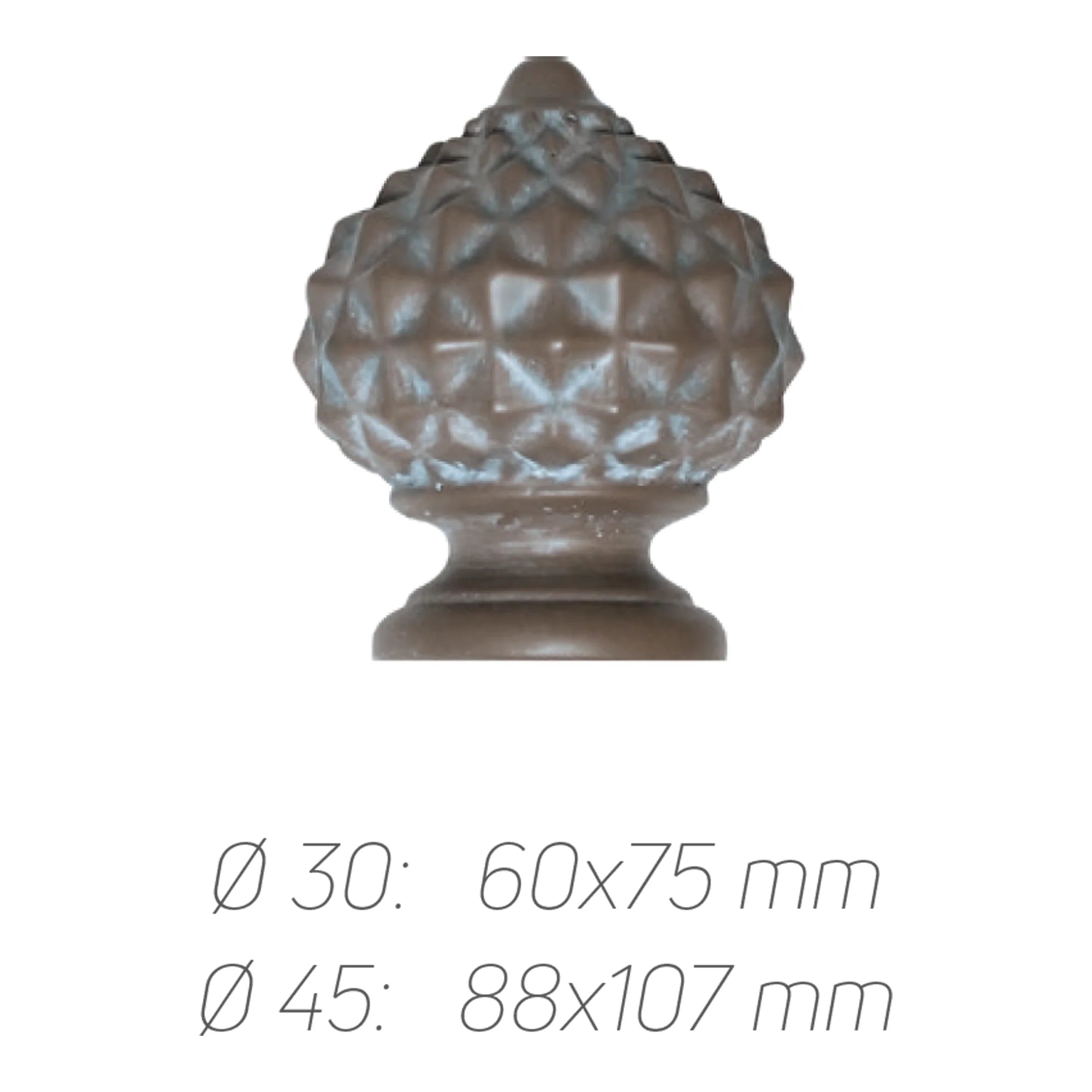 Rustik Perde Borusu 30 mm - Kahverengi Eskitme Metal - Elmas