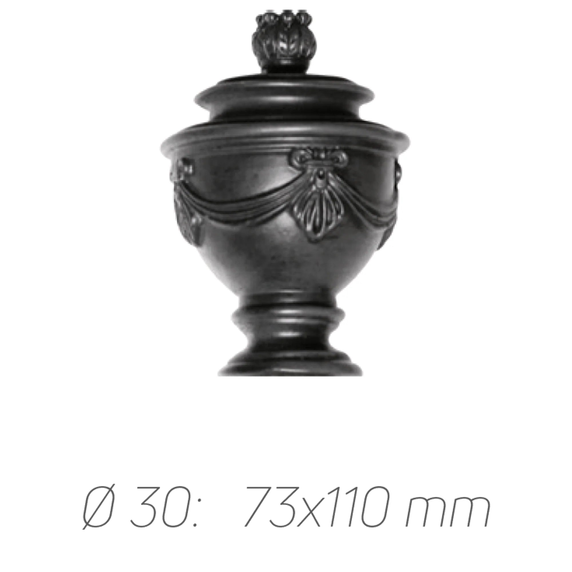 Rustik Perde Borusu 30 mm - Antrasit Eskitme Metal - Fiyonklu Vazo