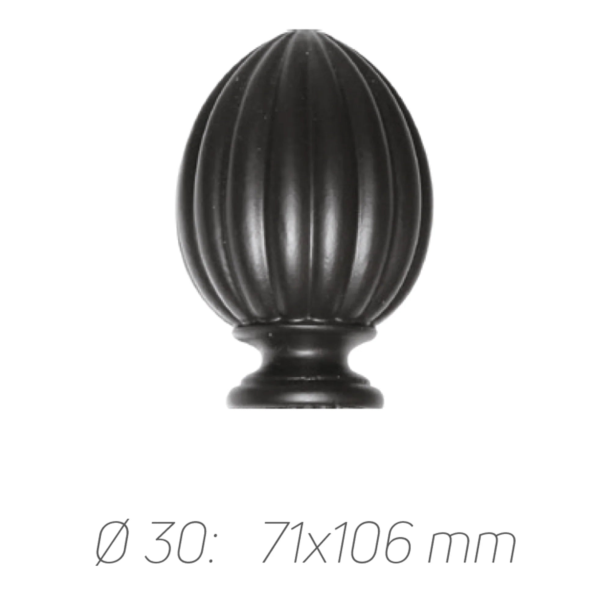 Rustik Perde Borusu 30 mm - Siyah Eskitme Metal - Tepe