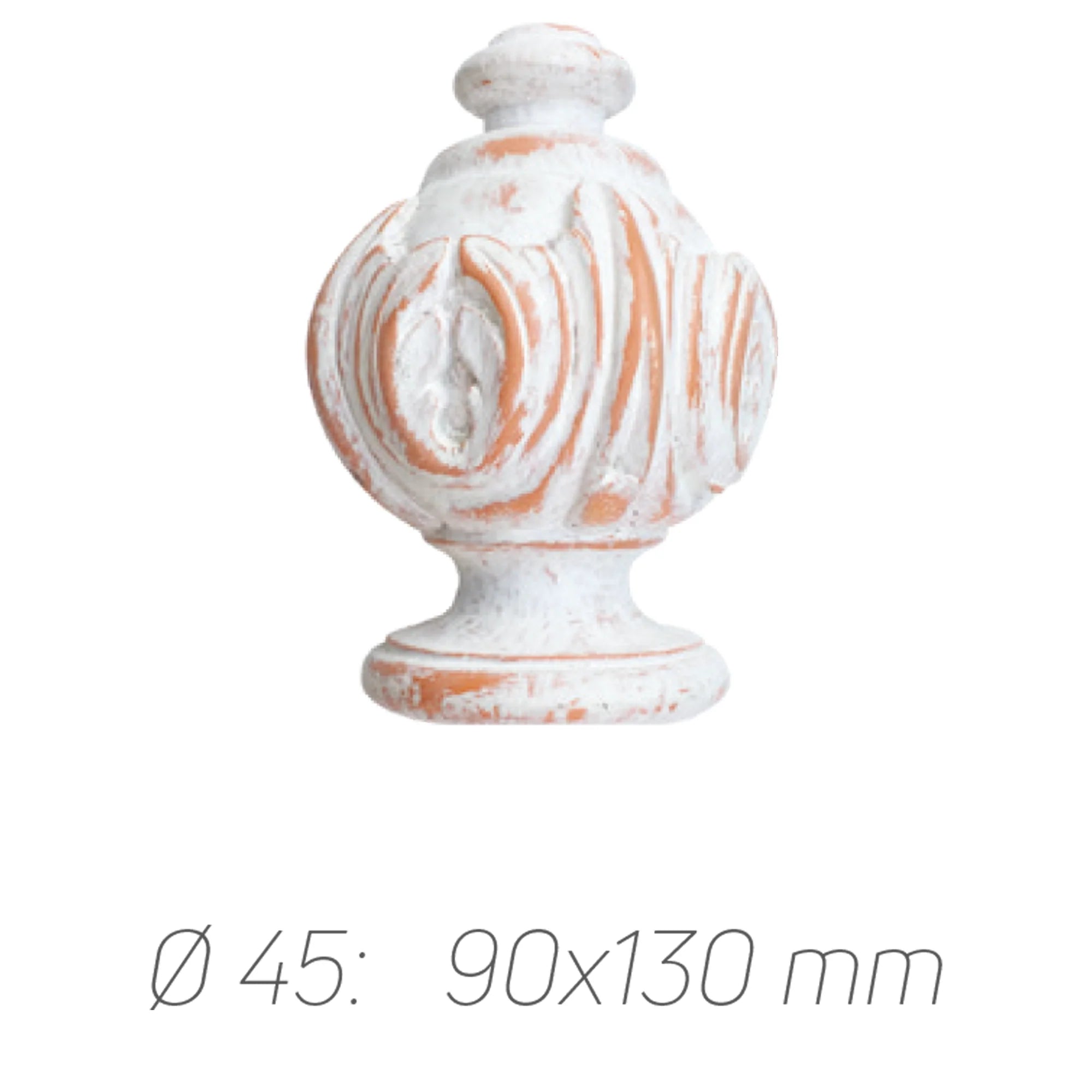 Rustik Perde Borusu 30 mm - Beyaz Turuncu Eskitme Metal - Antik