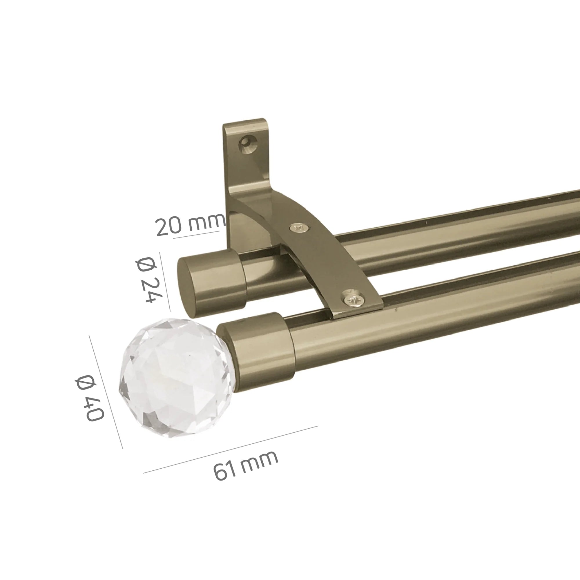 Alüminyum Metal Raylı Rustik Perde Borusu - Kristal