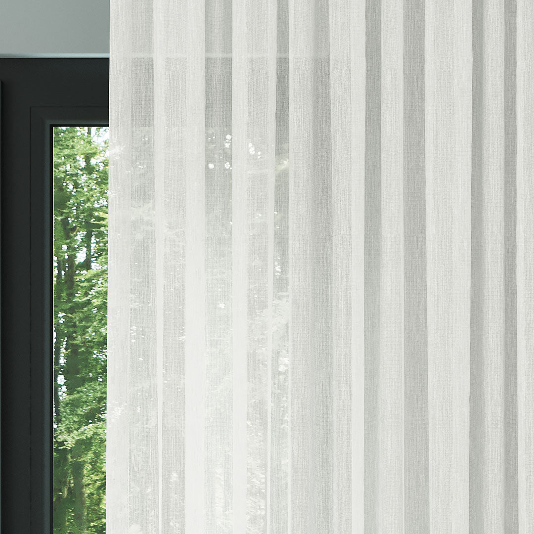 Ekru Bambu Desenli Düz Tül Perde | Vakko