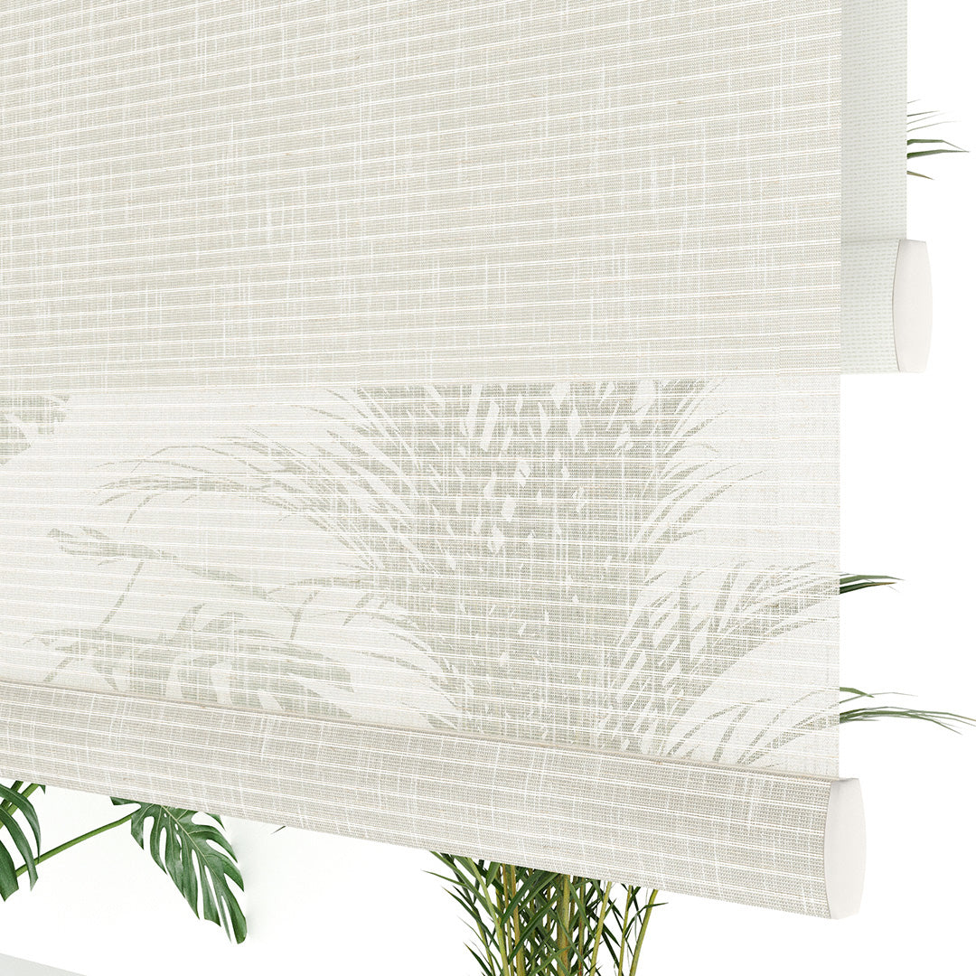 Ekru Desenli Çiftli Stor Perde | Estella