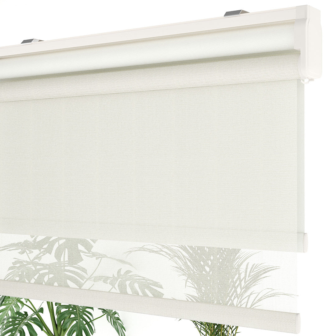 Ekru Düz Çiftli Stor Perde | Saphira