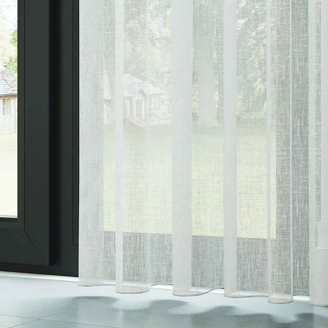 Ekru Katlamalı Keten Düz Tül Perde | Mistra