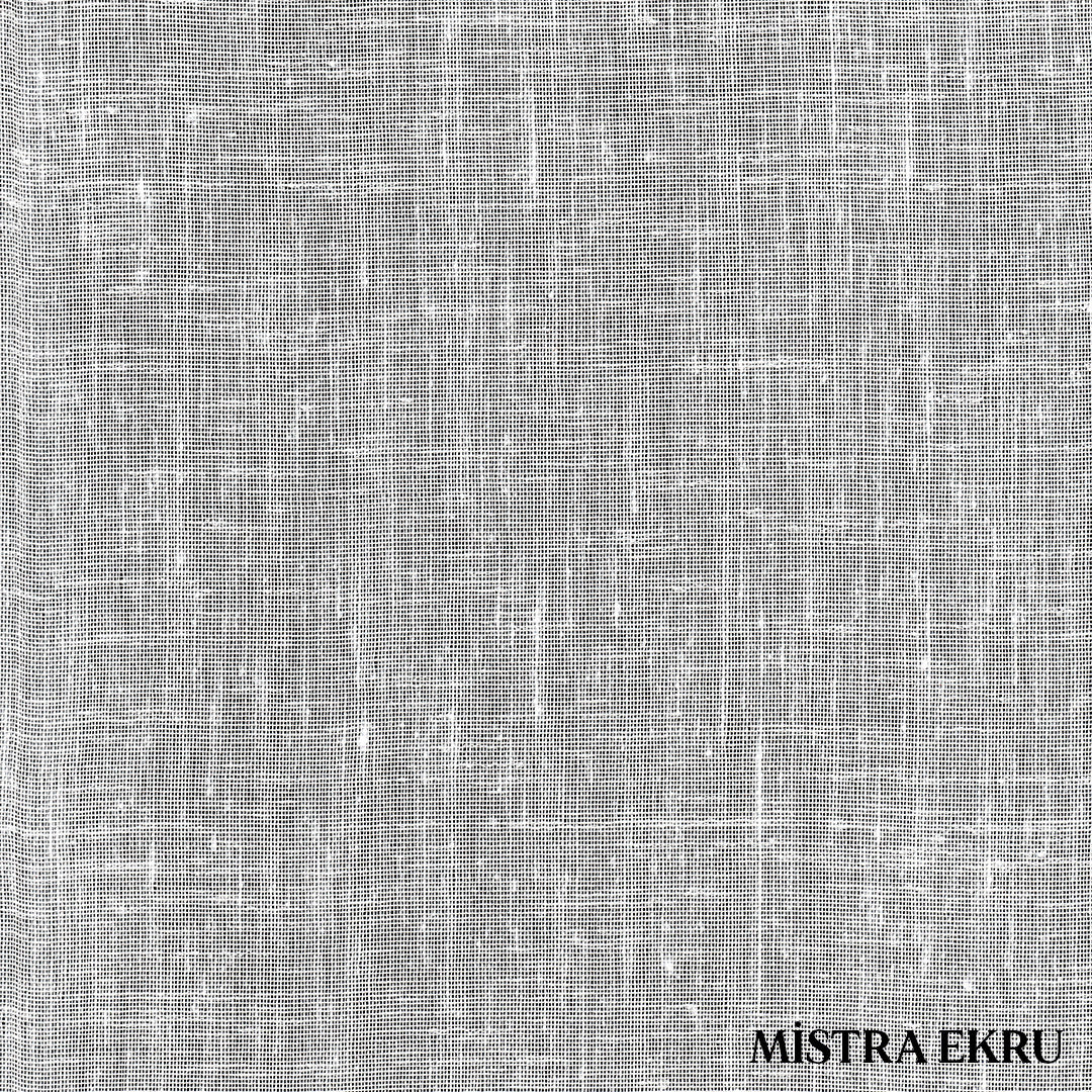 Ekru Katlamalı Keten Düz Tül Perde | Mistra