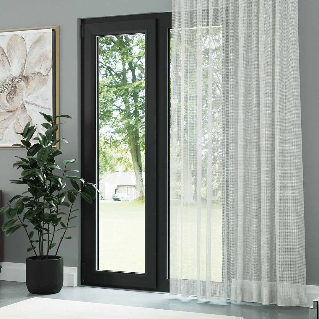 Ekru Örme Dosya Kare Zemin Düz Tül Perde | Inessa