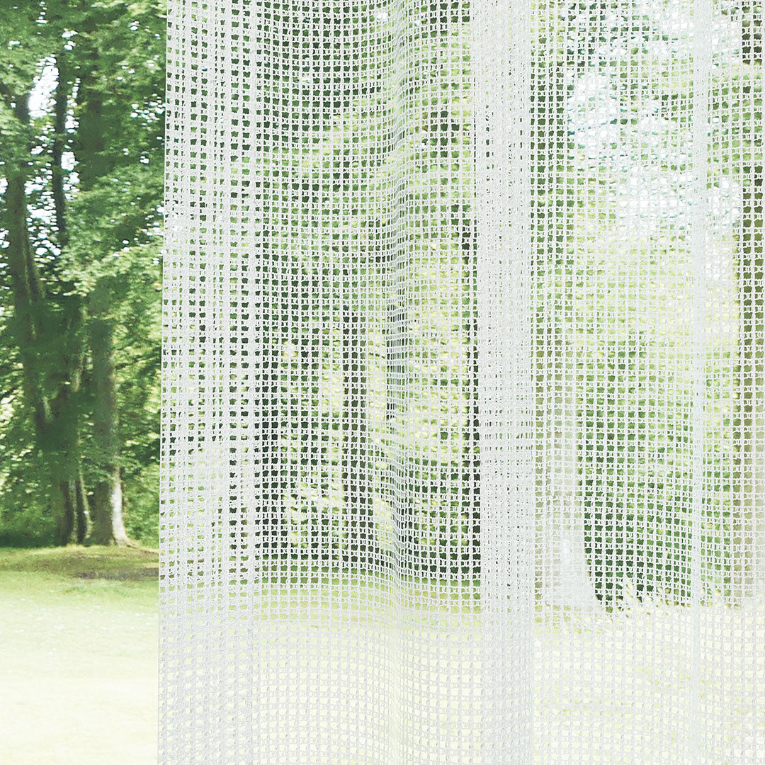 Ekru Örme Dosya Kare Zemin Düz Tül Perde | Inessa