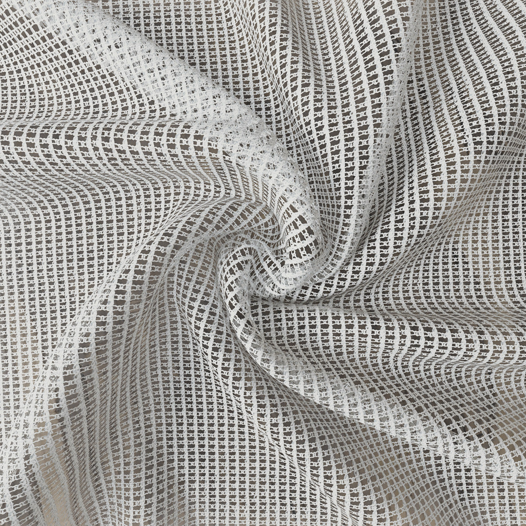 Ekru Örme Dosya Kare Zemin Düz Tül Perde | Inessa