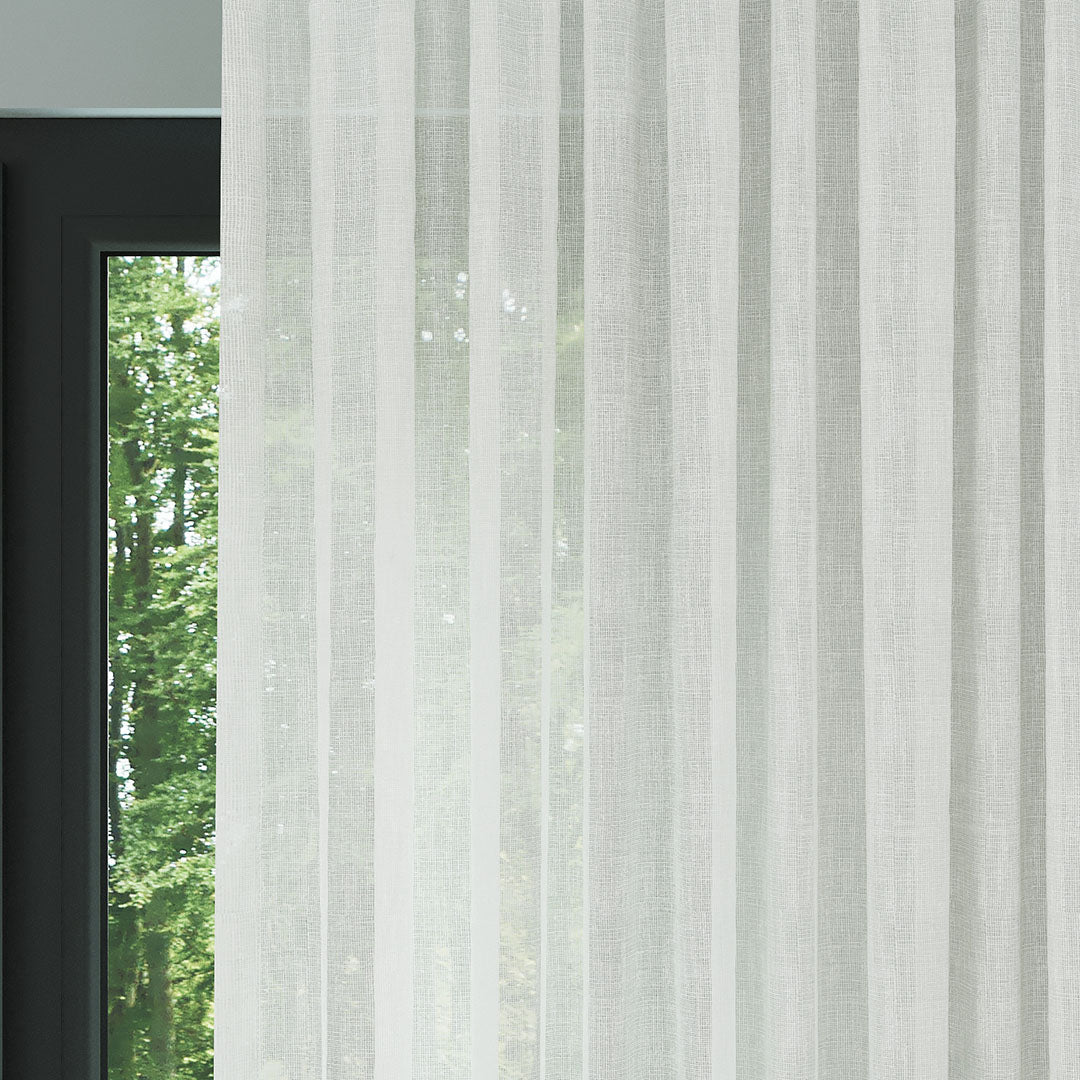 Ekru Petek Desenli Keten Düz Tül Perde | Leona