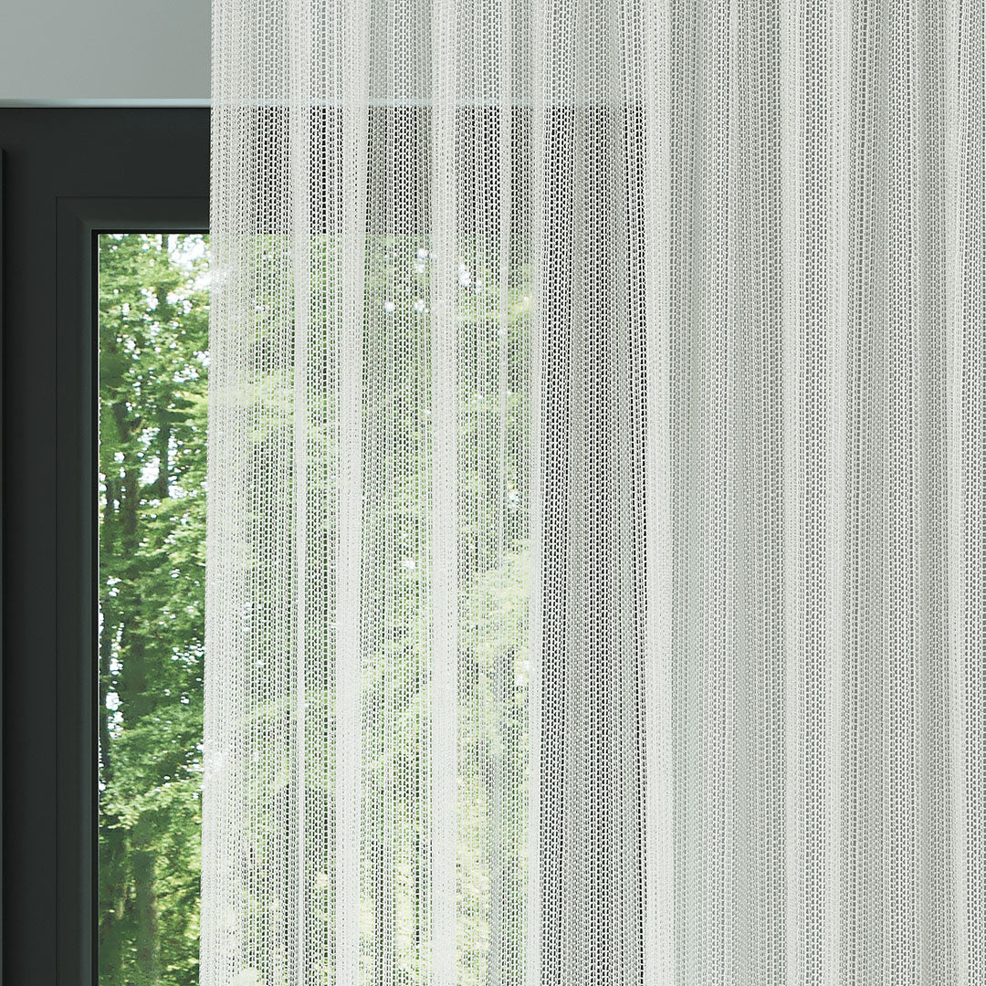 Ekru Trend Kare Dosya Örme Düz Tül Perde | Alacakaranlık