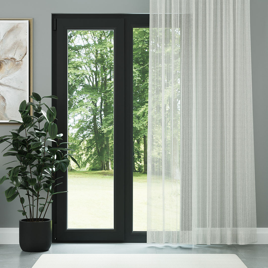 Ekru Trend Kare Dosya Örme Düz Tül Perde | Alacakaranlık