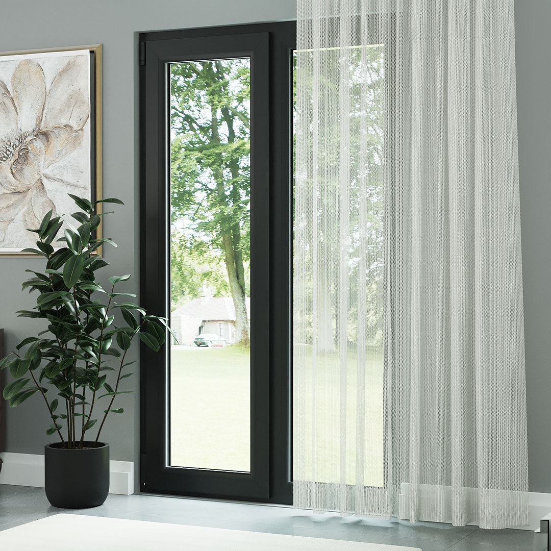 Ekru Trend Kare Dosya Örme Düz Tül Perde | Alacakaranlık