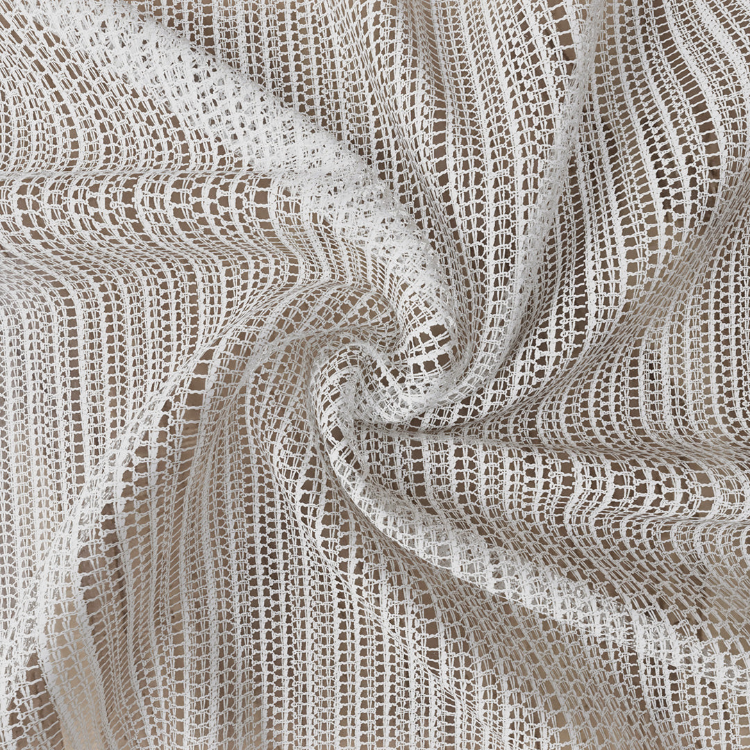 Ekru Trend Kare Dosya Örme Düz Tül Perde | Alacakaranlık