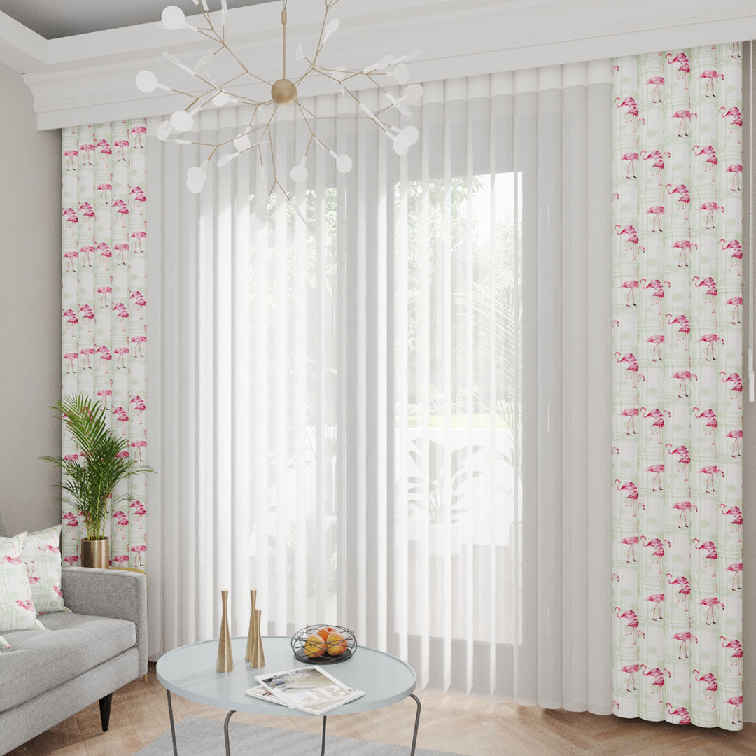 Flamingo Soft - Baskılı Dikey Tül Perde