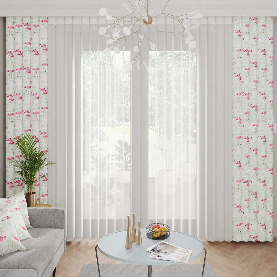 Flamingo Soft  - Baskılı Dikey Tül Perde