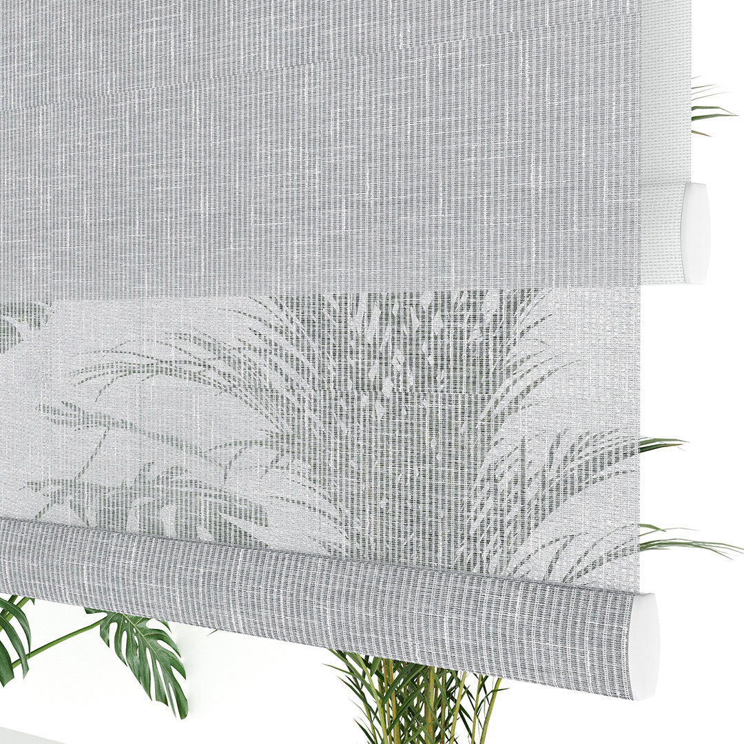 Gri Desenli Çiftli Stor Perde | Floris