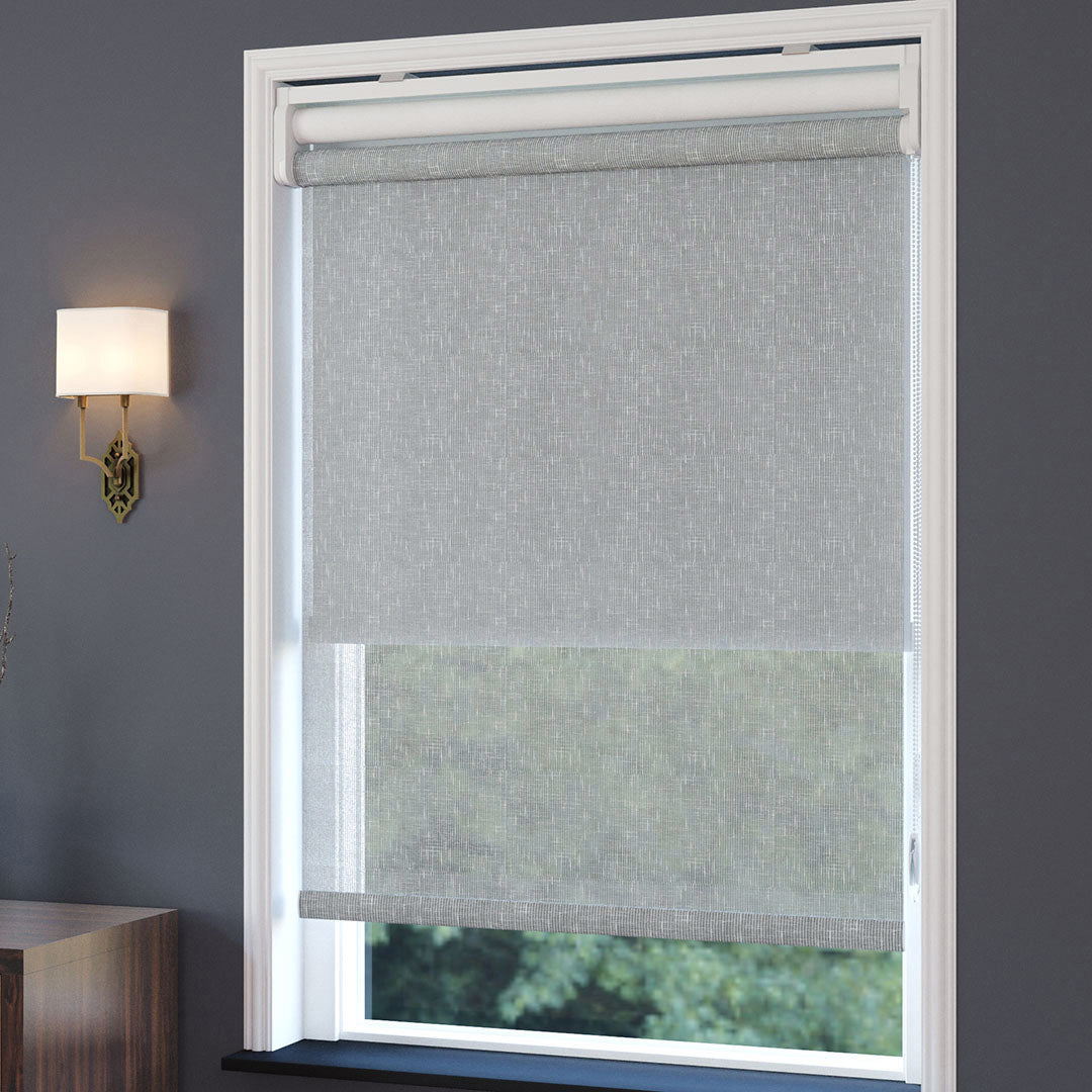 Gri Desenli Çiftli Stor Perde | Floris