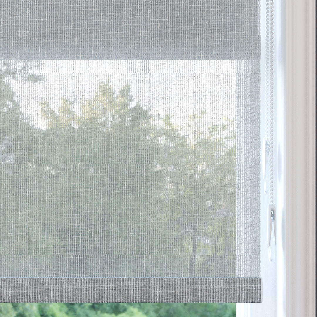 Gri Desenli Çiftli Stor Perde | Floris