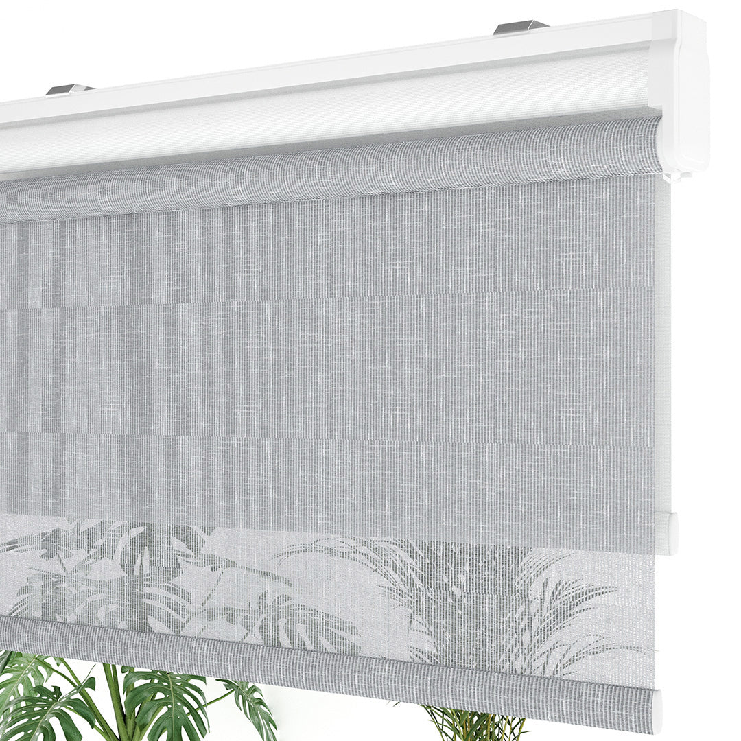 Gri Desenli Çiftli Stor Perde | Floris