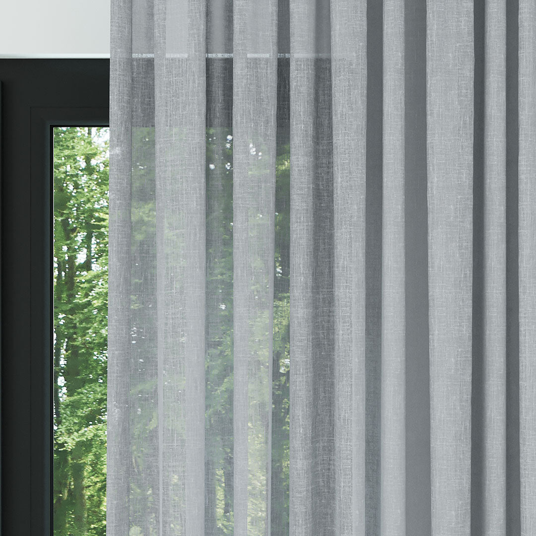 Gri Katlı Keten Düz Tül Perde | Mistra