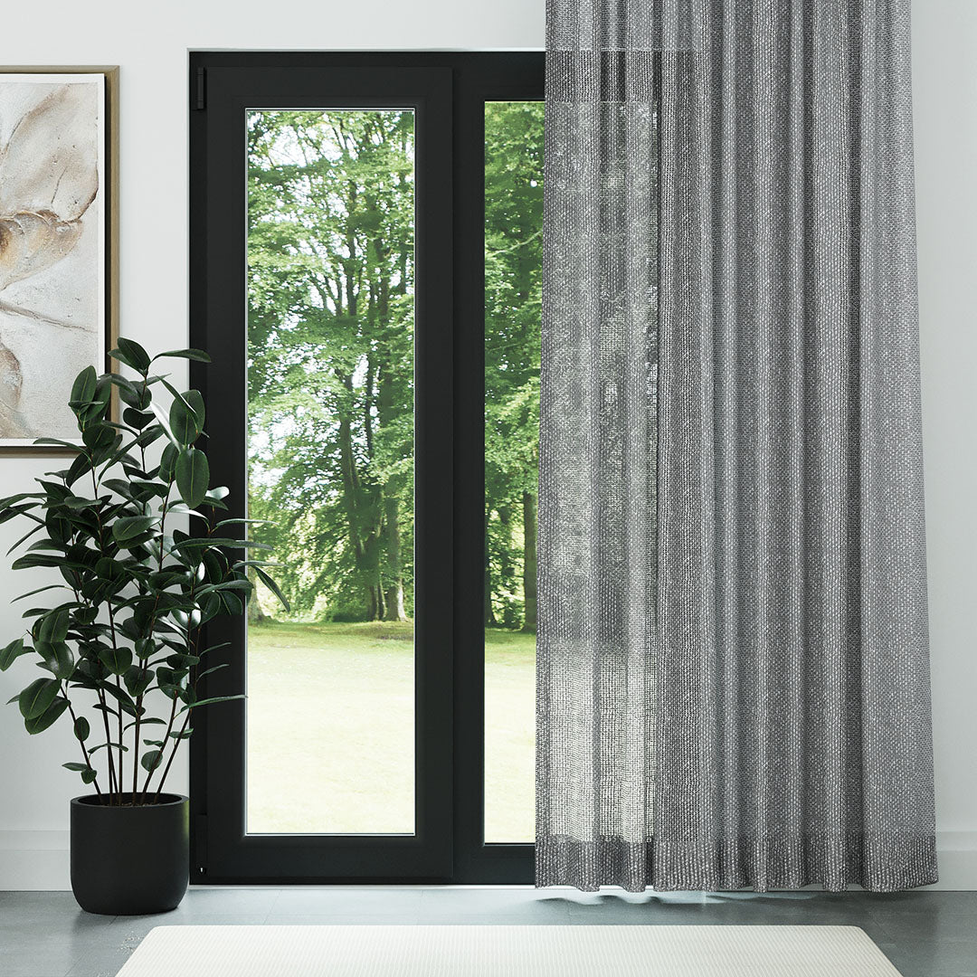 Gri Modern Kalın Hasır Dekoratif Dosya Düz Tül Perde | Sallanmak