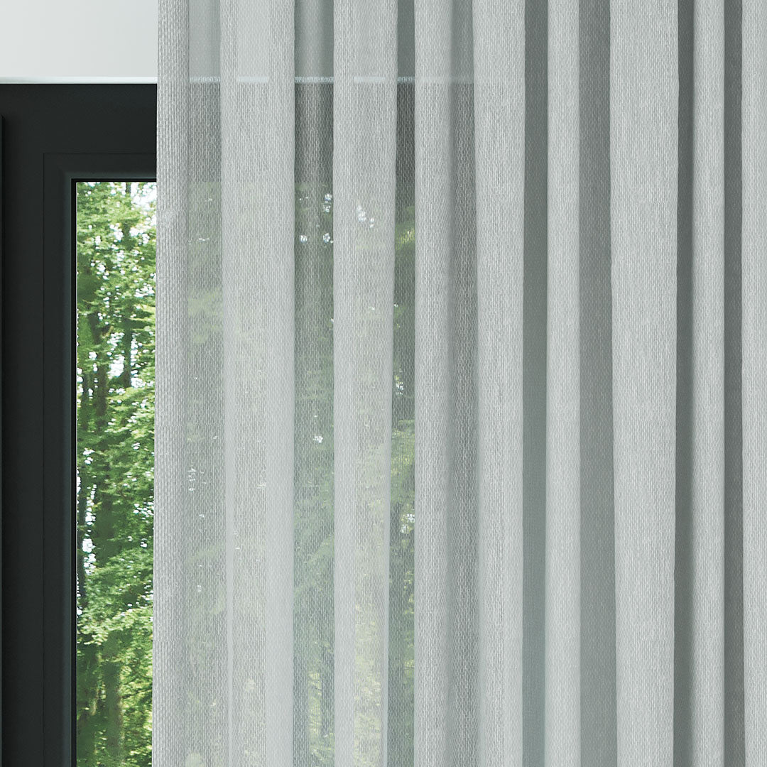 Gri Modern Petek Dokulu Keten Efekli Dökümlü Düz Tül Perde | Soleil