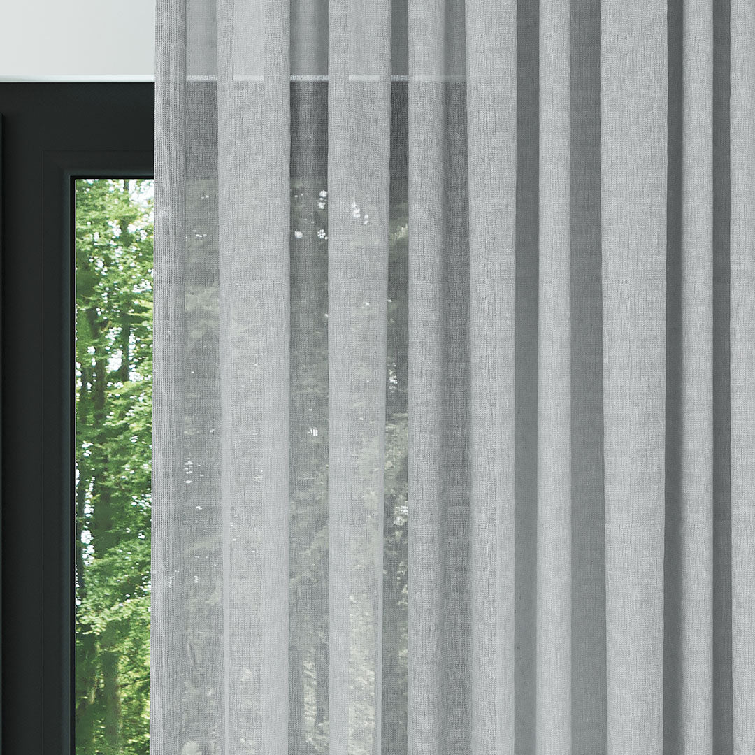 Gri Naturel Soft Keten Düz Tül Perde | Sumba