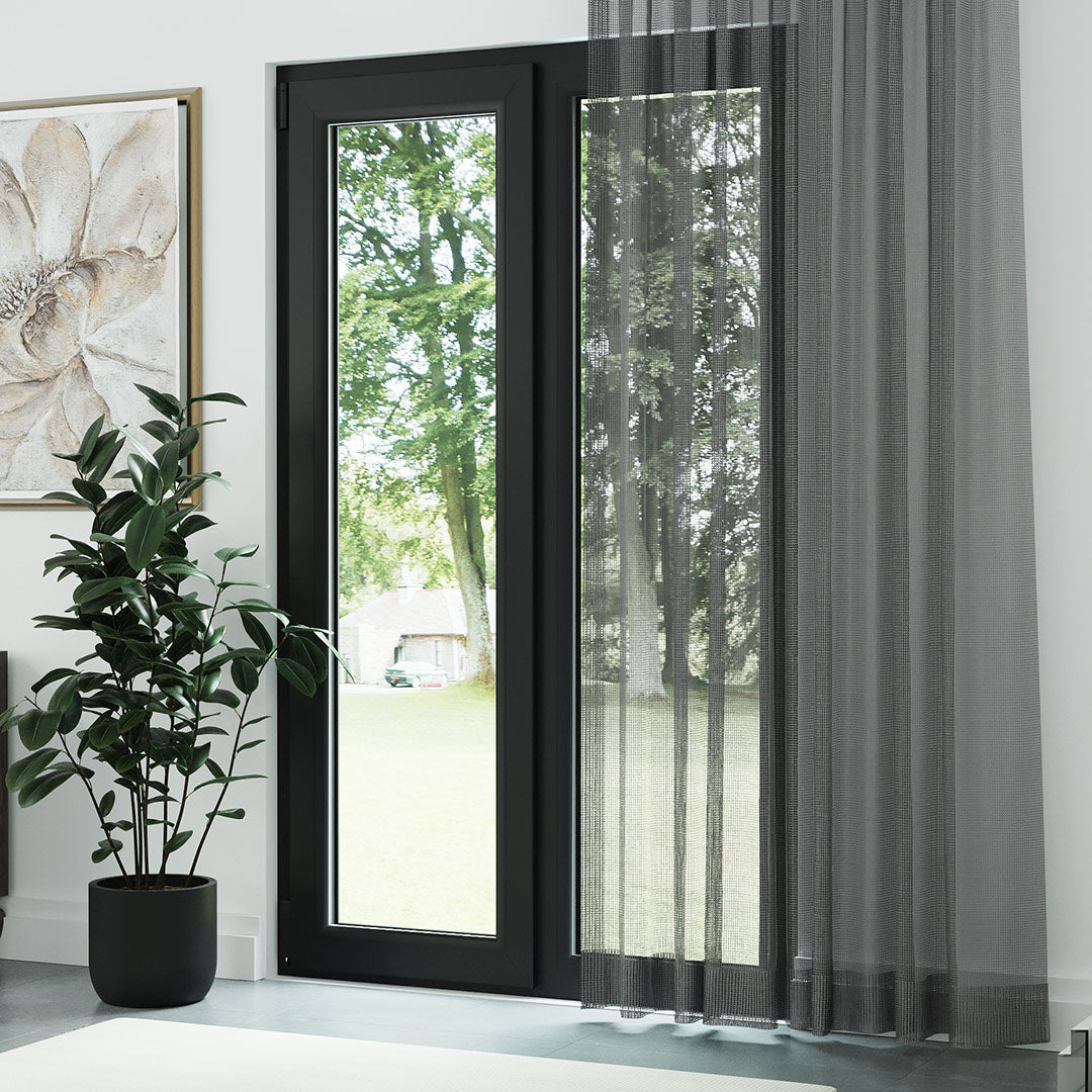 Gri Örme Dosyası Kare Zemin Düz Tül Perde | Inessa