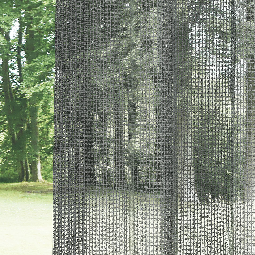 Gri Örme Dosyası Kare Zemin Düz Tül Perde | Inessa