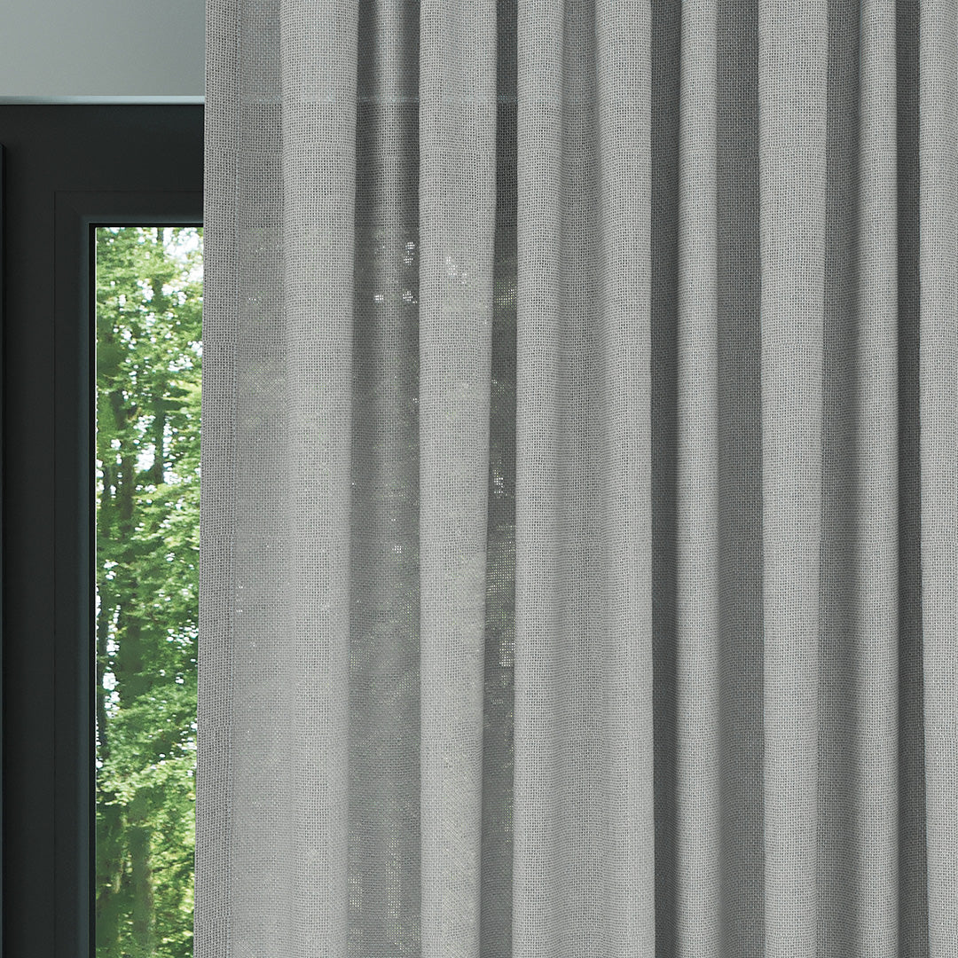 Gri Parlak Düz Dokulu Tül Perde | Jasper