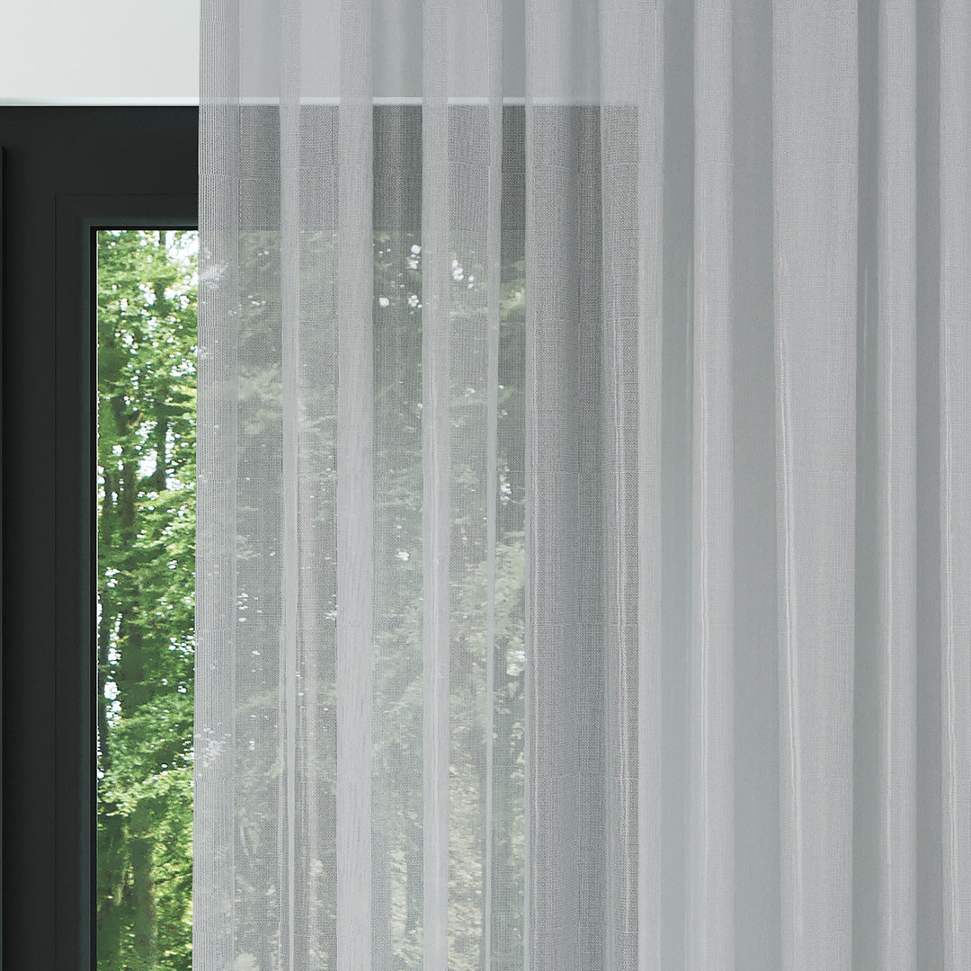 Gri Parlak Petek Desenli Düz Tül perde | Della