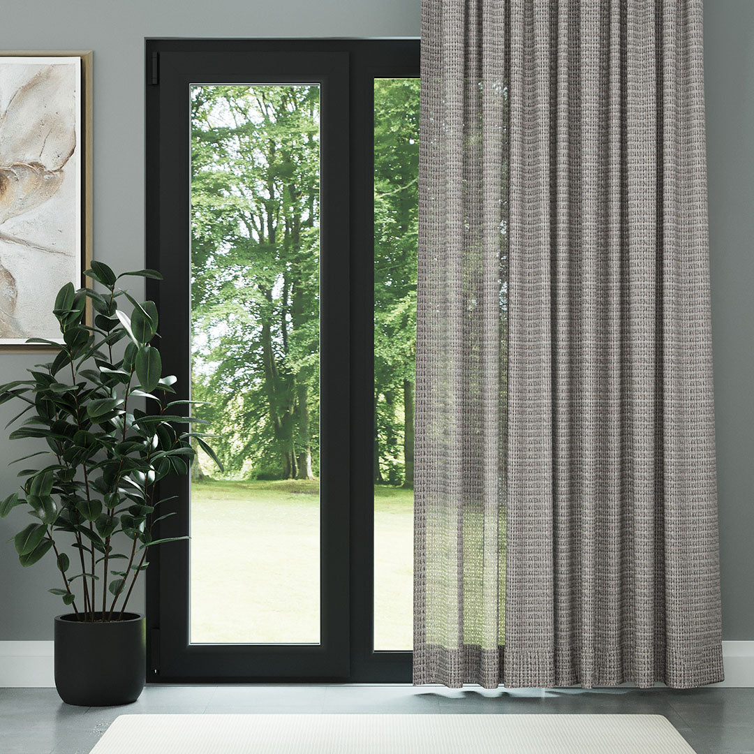 Gri Simli Modern Kalın Hasır Dekoratif Dosya Düz Tül Perde |Traverse